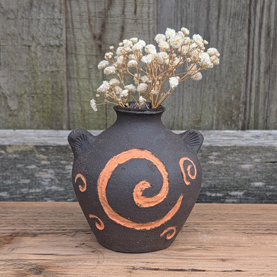 Bud Vase - Petroglyph - Black