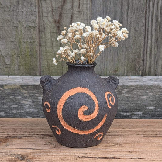 Bud Vase - Petroglyph - Black