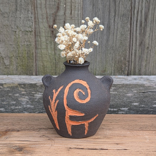 Bud Vase - Petroglyph - Black